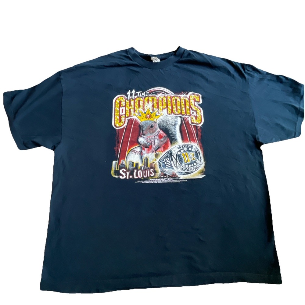 St Louis Cardinals 11 Times World Champions‎ RALLY SQUIRREL Ring T-Shirt XXXL